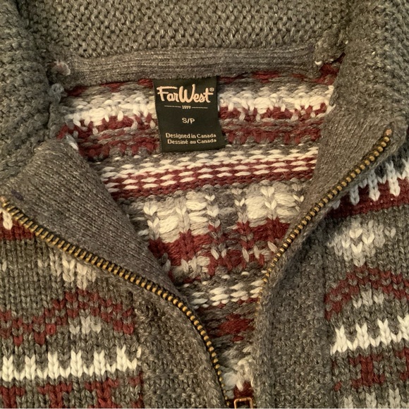 Far West Southwestern Sweaters Cardigan Wool Blend Grey Size S - Picture 7 of 8